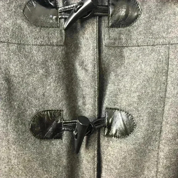 Avenue Long Dark Gray Peacoat Toggle Closure 14/16 - Picture 7 of 8